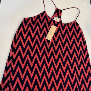 NYMPHE dressy chevron tank, navy & coral; sM; ⭐️ NWT⭐️